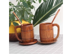 Caneca de Cerveja de Madeira com Alça, Acessórios de Bar Vintage para Bebidas em Casa e Festas AQUAFORGE