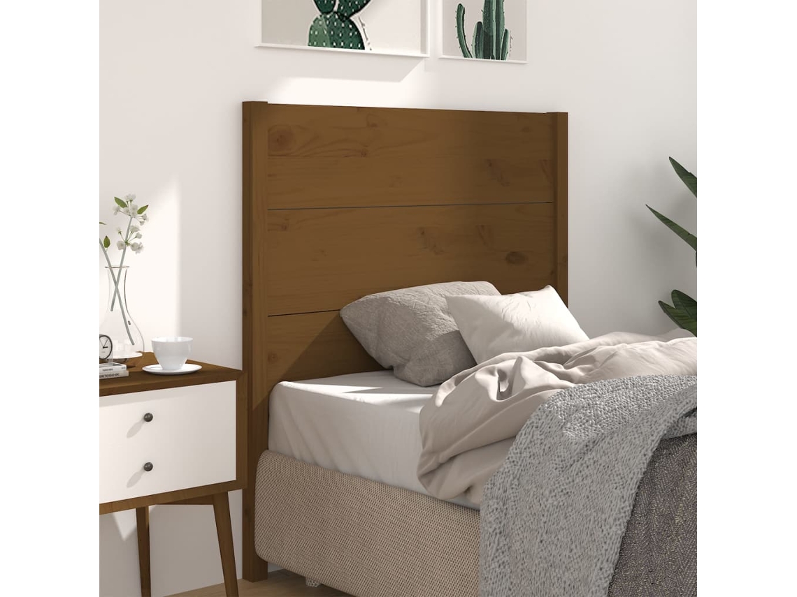 Vidaxl Cabeceira De Cama 81x4x100 Cm Pinho Maciço Castanho Mel