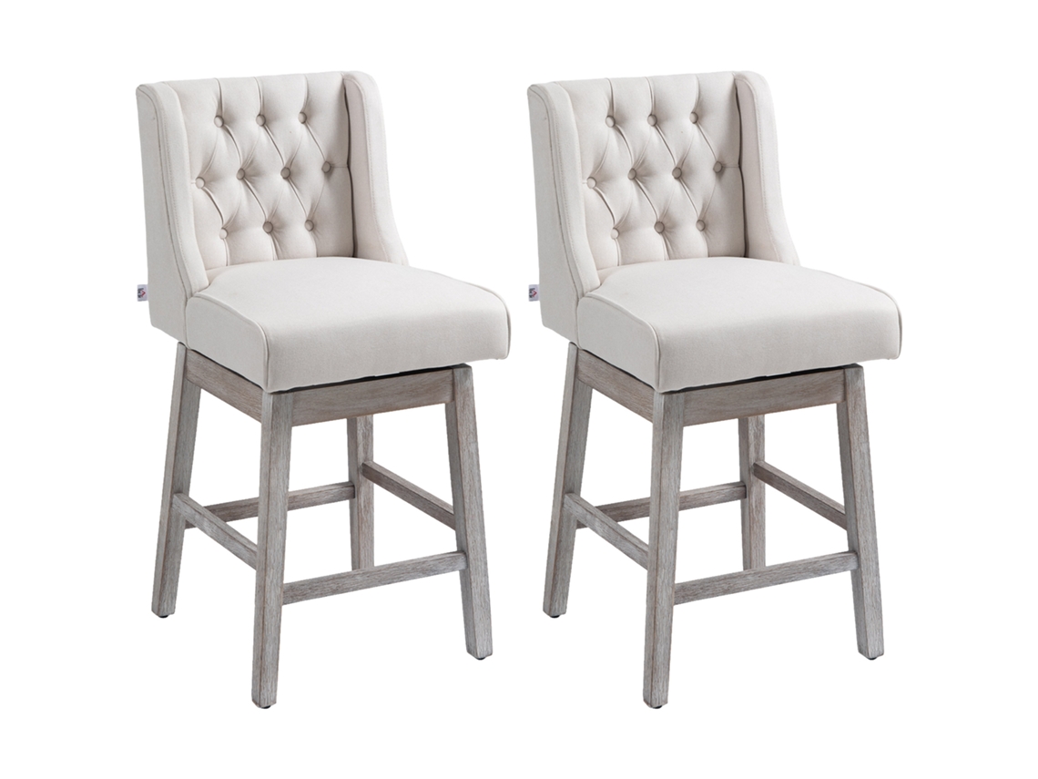 Bancos de Bar Poliéster Cor Bege 45,7x57,2x101 cm Homcom