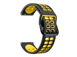 Pulseira De Relógio Silicone Estilo Garmin Move 20 Mm, Preta/ Amarela.