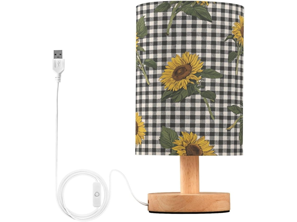 Abajur De Cabeceira Em Formato Girassol Para Quarto, Abajur De Cabeceira Led, Luminária De Leitura Com Portas Usb E