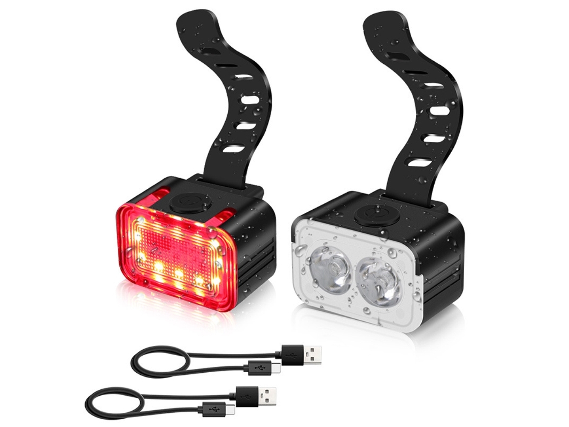 Conjunto De Luzes De Bicicleta Recarregáveis Usb Ipx6 Luminária Dianteira Traseira Para Ciclismo Seguro Outdoor