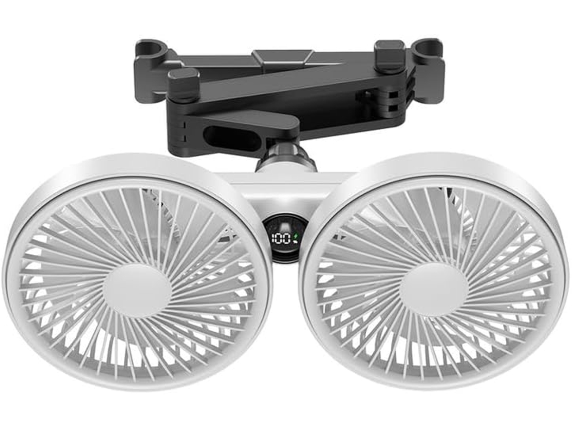 Ventilador Elétrico De Duas Cabeças Para Banco Traseiro, Ventilador Elétrico Usb Ajustável Em 360° Com 3 Velocidades Até