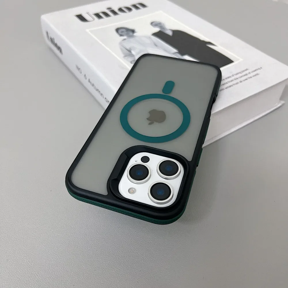 (iphone 13 Pro Max, Verde) Capa Fosca Translúcida À Prova De Choque Para Iphone, Compatível Com Carregamento Sem Fio Magsafe.