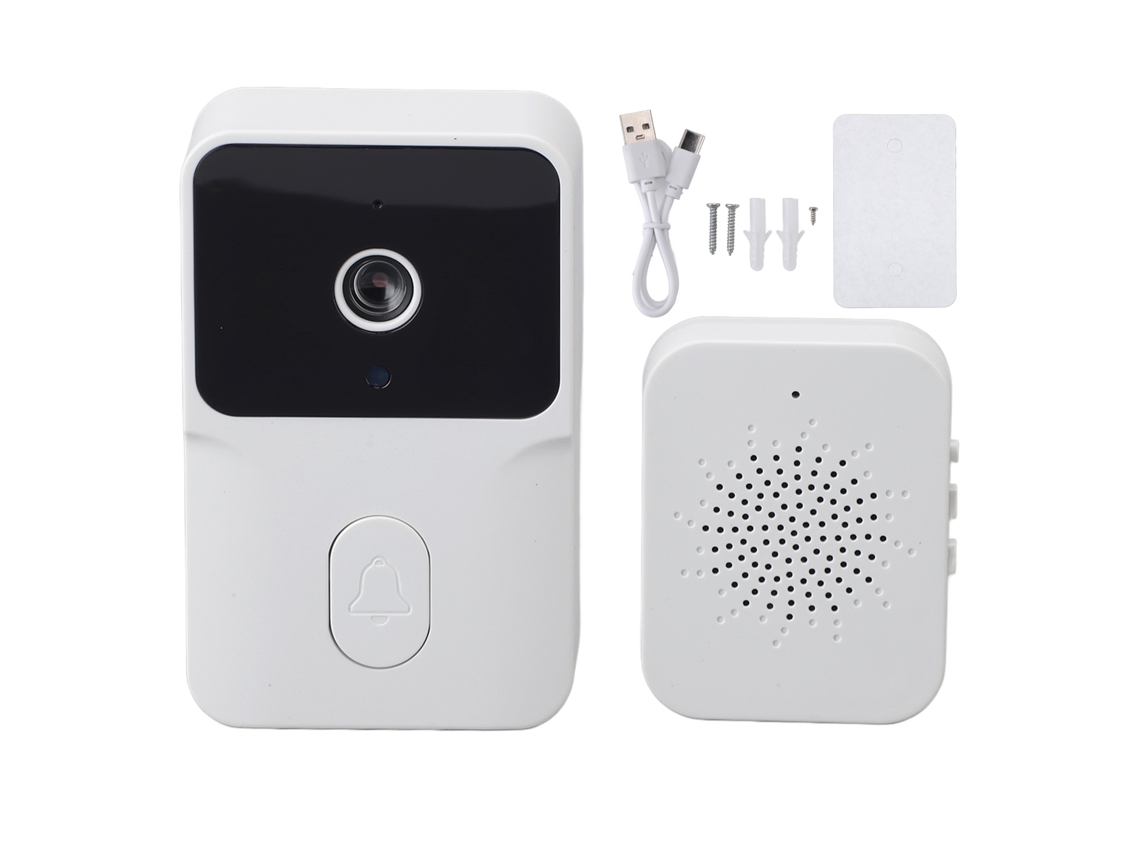 Primeira campanha de porta inteligente sem fio com câmera HD, visão noturna e interfone 85° branco
