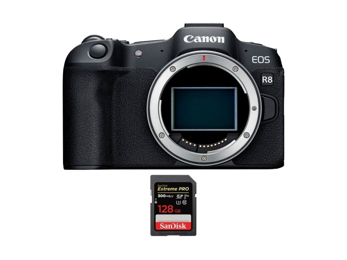 Eos R8 + 1 Sandisk 128gb Uhs ii 300mb/s Máquina Fotográfica Híbrida + Ebook “20 Dicas para Fotos Que Impressionam” CANON
