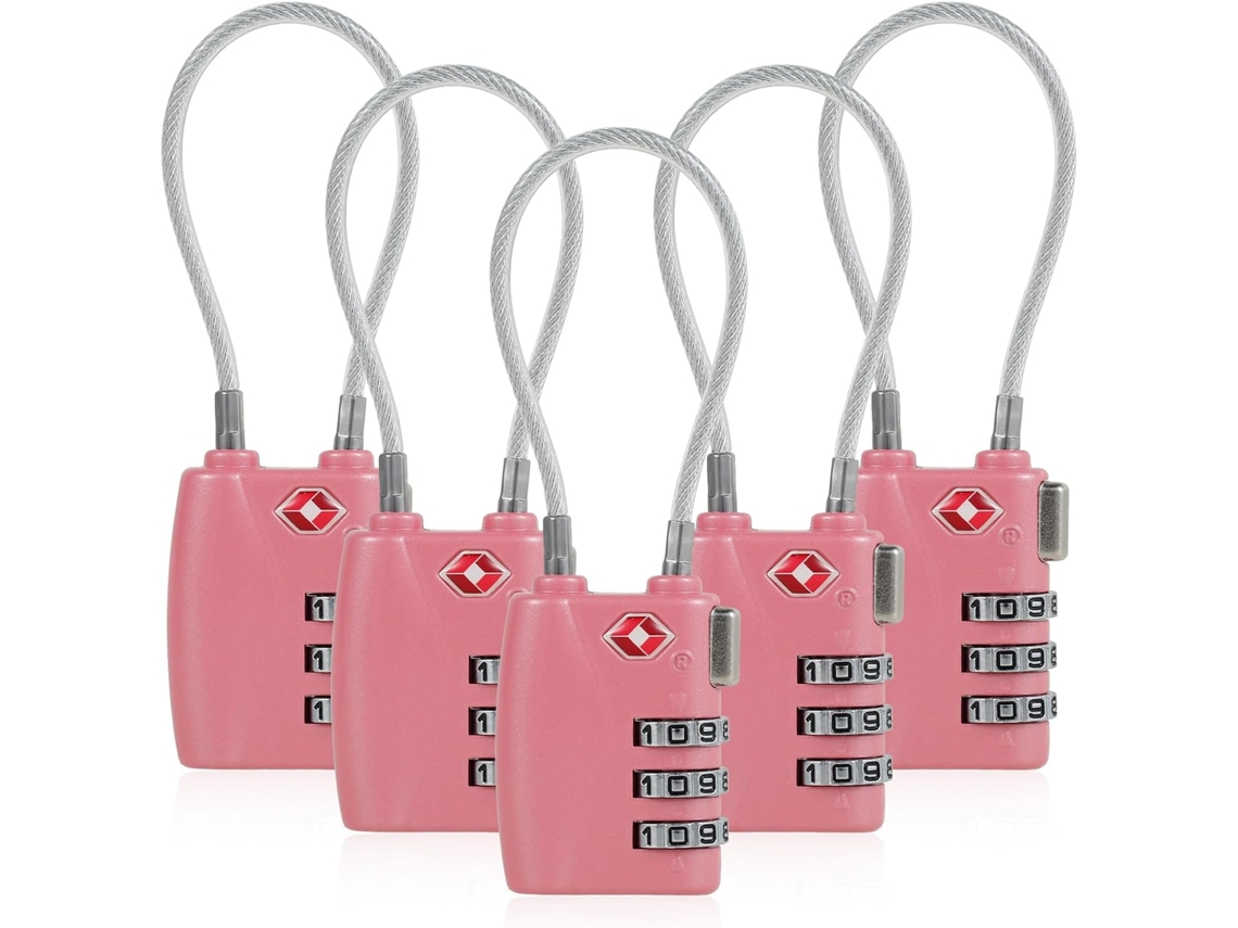 Conjunto De 5 Cadeados Para Bagagem Com Combinação 3 Dígitos,