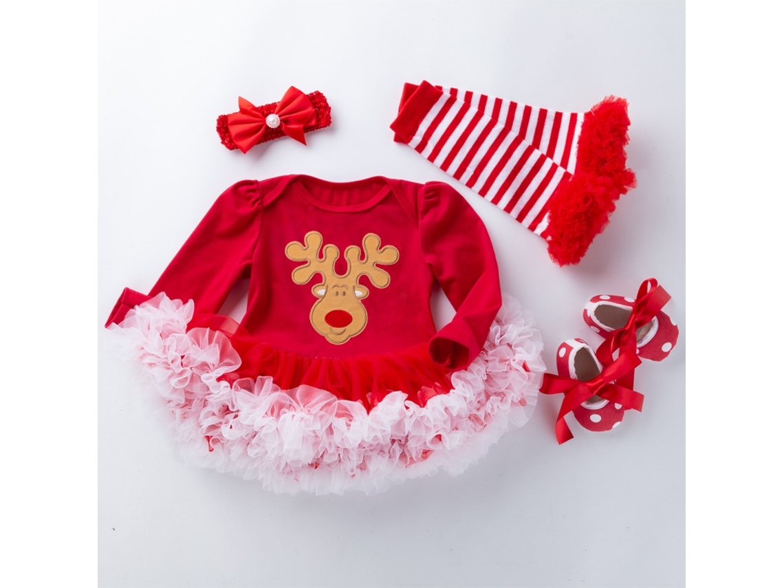Conjunto de Saia Macacão de Bebê de Roupas de Natal 66Cm