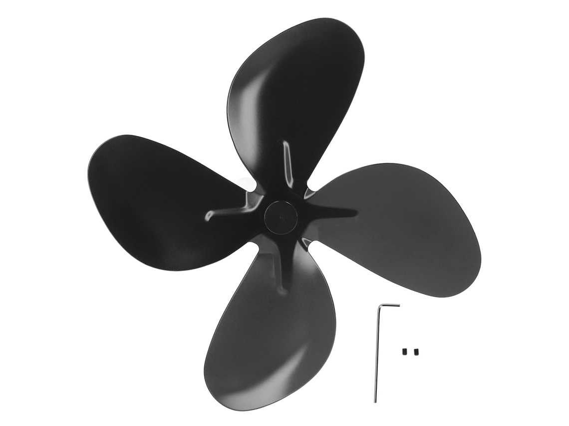 Lâmina Ventilador Fogão Alumínio 4 Pás Preto Com Chave