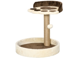 Arranhador Para Gato Com 2 Camas Poste De Juta Brinquedo Pendurado Ø41x44 Cm Marrom