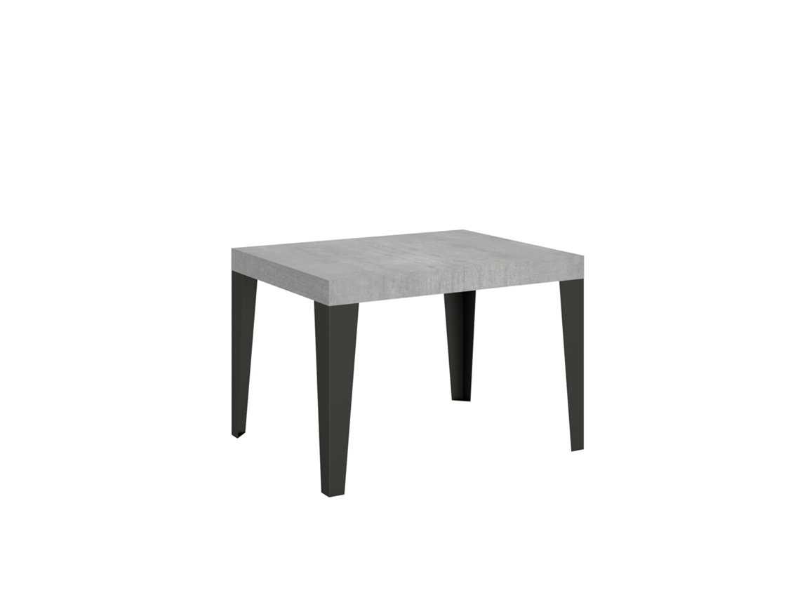 Mesa de Jantar Extensível 80X120/204 Cm Flame Cimento Quadro Antracite