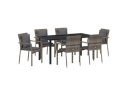 Maison Exclusive - Conjunto De Jantar Para Jardim 7 Pcs Cinzeto Vime Pe