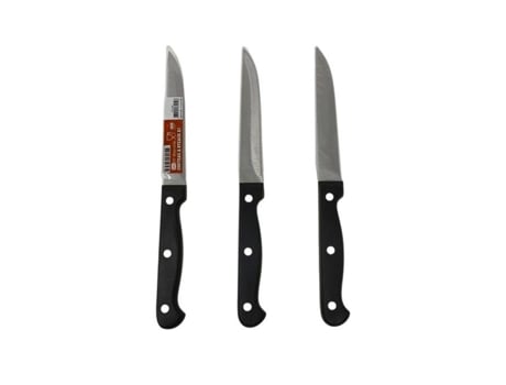 Conjunto De 3 Facas De Carne Em Aço Inoxidável Lamina Lisa 11 Cm Siroco