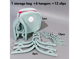 Conjunto Cabides CHRUI Dobráveis Viagem 6 Cabides com 12 Pregadores + Bolsa (azul)
