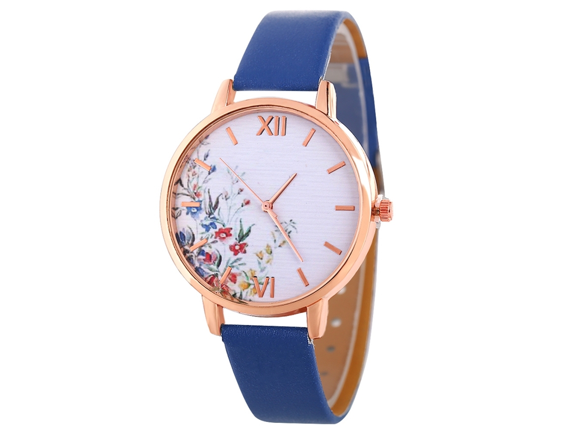 Relógio Feminino Casual de Couro Artificial com Movimento de Quartzo Safira Zhoulianfa