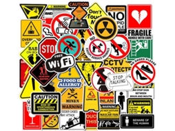 50 Adesivos De Advertência, Sinais Perigo E Proibição, Lembretes, À