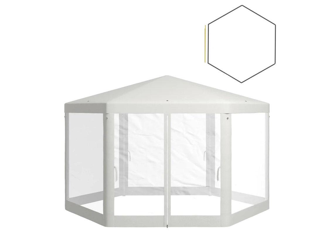 Gazebo Hexagonal, Construção Em Poliéster E Metal, 394 X 341,2 X 250, Comprimento Lateral 197 Cm, Altura Do Teto 250 Cm, Altura Da Beirada 200 Cm Oem