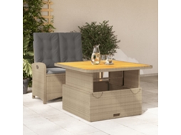 Vidaxl 2 Pcs Conjunto De Jantar P/ Jardim Com Almofadões Vime Pe Bege