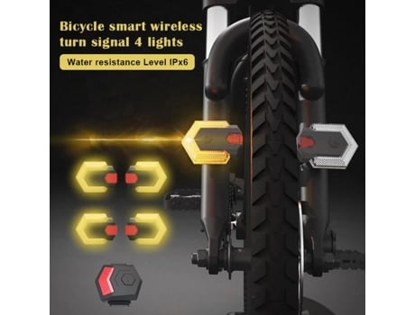 Luzes de Sinal de Volta de Bicicleta Sem Fio Inteligentes Acessório de Bicicleta Indicador de Direção Led Dianteiro e Traseiro ROKOO