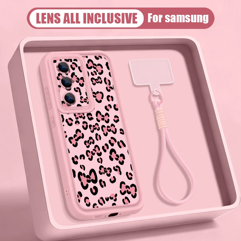 Capa Para Celular Galaxy S26 Ultra Com Cordão, Estampa De Leopardo (rosa).