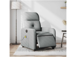 Vidaxl Poltrona De Massagens Reclinável Elétrica Tecido Cinzento-claro