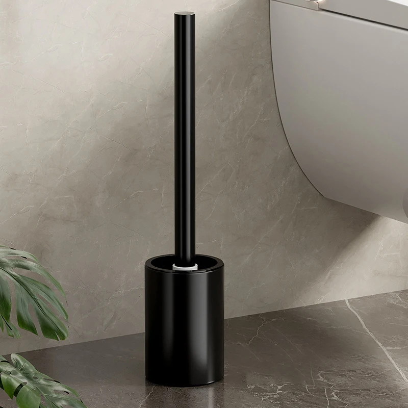 Suporte Para Escova De Vaso Sanitário Em Alumínio (preto), Para Banheiro, Sem Necessidade De Furar.