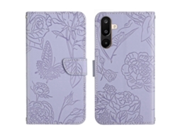 Capa De Celular De Couro Com Estampa De Borboleta E Toque De Pele