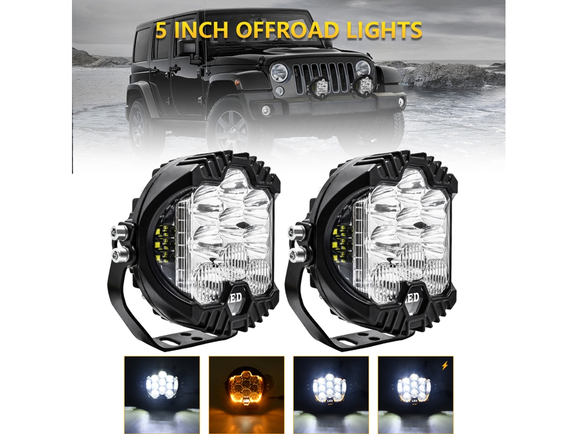 2pcs 5inch Led Work Light Pods Spot Flood Combo Offroad Driving Lamp