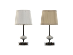 Lâmpada De Mesa Home Esprit Branco Bege Metal Porcelana 20 W 220 V 17,5 X 17,5 X 35 Cm (2 Unidades)