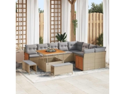 Vidaxl Conjunto De Sofá De Jardim 13 Pcs Bege E Cinza Claro Vime Pe