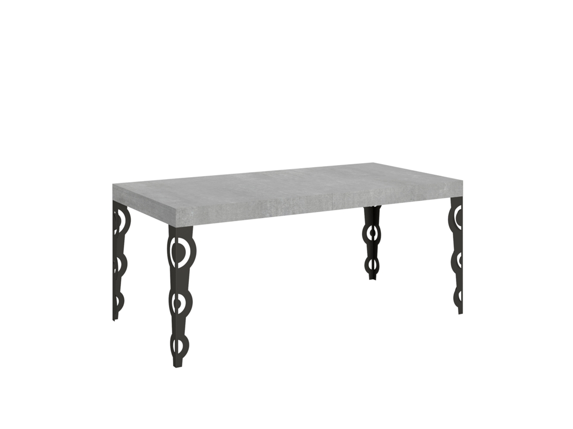 Mesa Extensível Karamay 200/460x90 Cm Concreto Pernas Antracite Itamoby