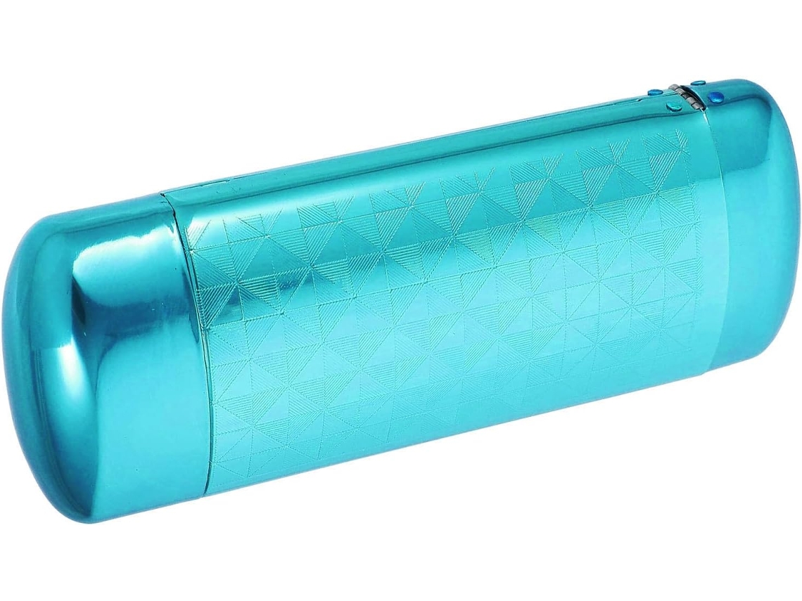 Estojo Rígido Compacto E Elegante Em Alumínio Azul Para Óculos De Sol.