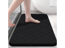 Tapete De Banheiro Em Espuma Viscoelástica Ultramacia E Antiderrapante (preto), Absorvente E Lavável À Máquina.