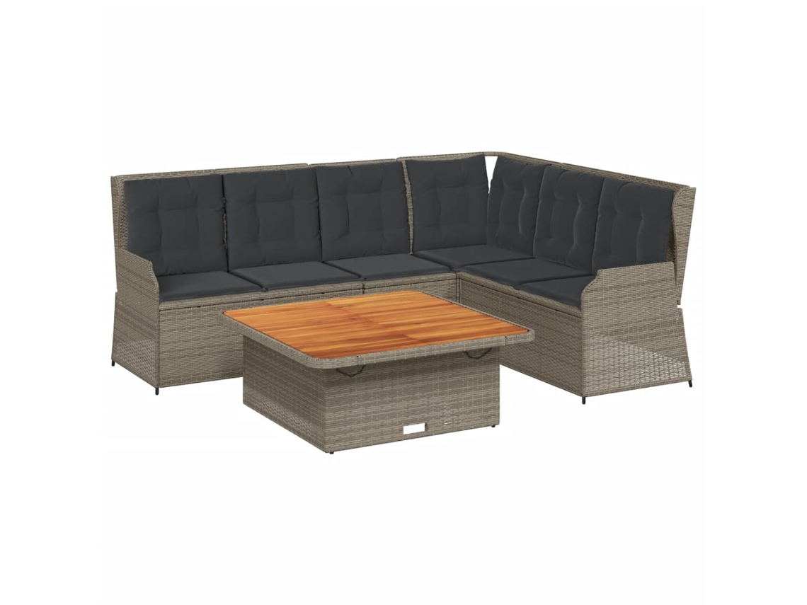 Conjunto de 5 Lounge de Jardim com Almofadões Vime Pe Cinzento MAISON EXCLUSIVE (5pcs)