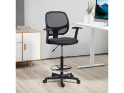 Cadeira De Escritório Ergonômica Com Apoio Para Pés Ajustável Suporta Até 120 Kg, Preto, 60x56x110 132 Cm | Aosom Quenty