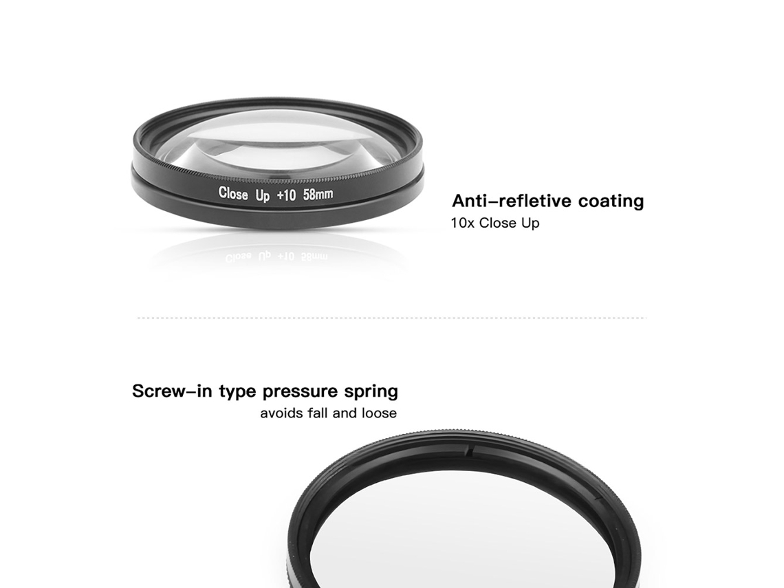 Lente Macro 58mm Com 10x De Amplificação Para Capa Impermeável Gopro Hero 7 6 5 Black Acessório