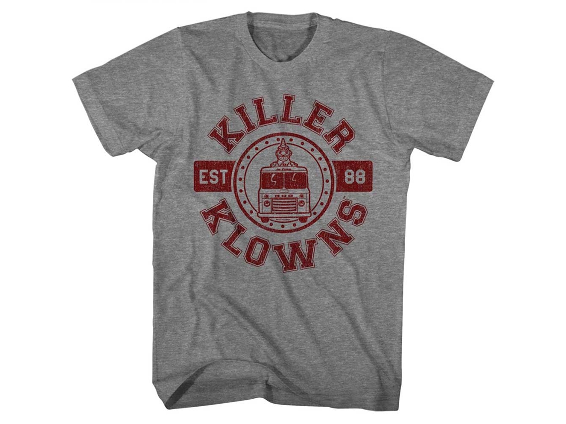Unisex Adult T-shirt Rockinstone Killer Klowns Klown Kollege Heather Graphite Sizes