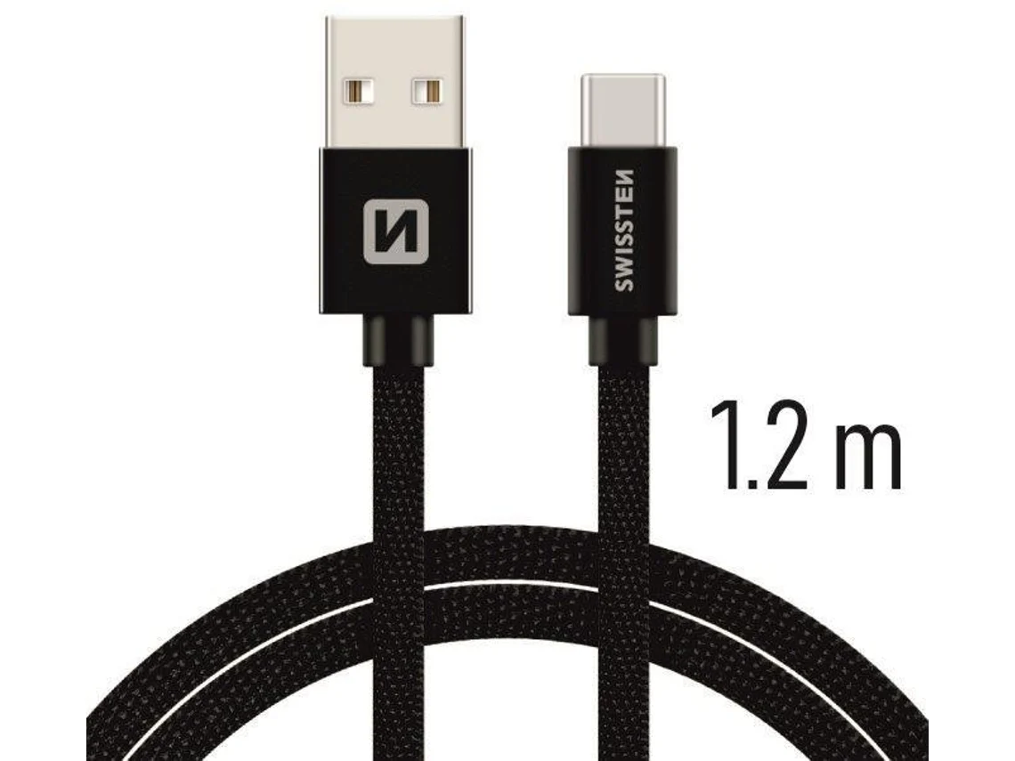 Cabo SWISSTEN Textile Usb - Usb-C (1.2 m - Preto)