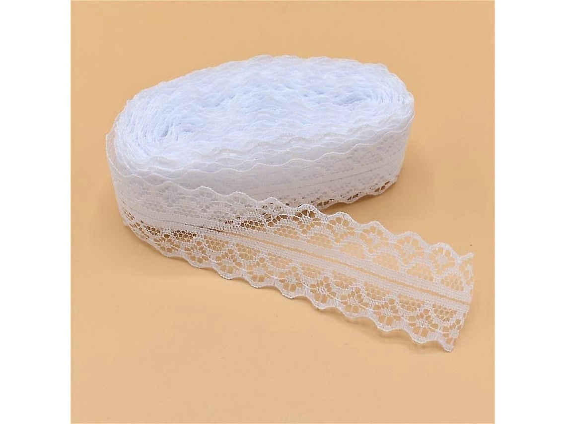 Cinta De Encaje De 10 Jardas Para Costura E Decoração Diy De Têxto Com Encaje Bordado E Rede Para Casamentos, Natal E Halloween Branco