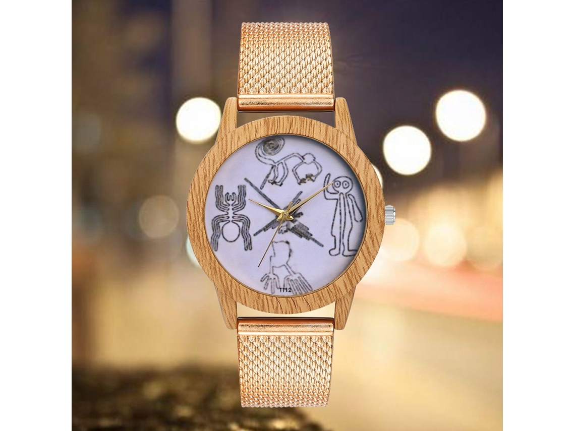 Relógio de quartzo unissex moderno com pulseira de silicone para homens e mulheres (ouro rosa)