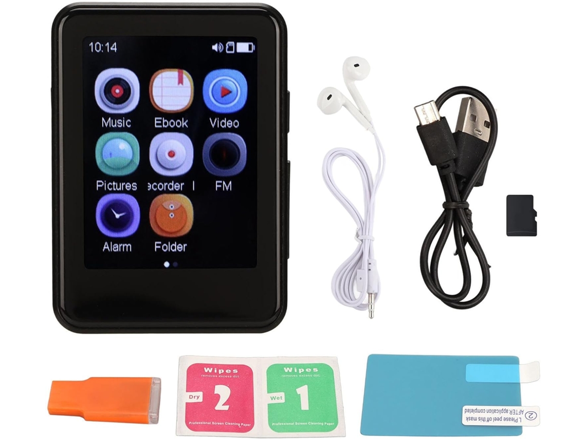 Reprodutor de MP3 de 8 GB, Reprodutor de MP4, Tela, Bluetooth 5.0, 8 GB de armazenamento, Alto-falante, Gravador Wi-Fi