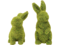 Kit de 2 Coelhos Decorativos em Flocagem, Feitos de Material Verde. Enfeites de Coelho para a Primavera, Ideais para CHABERLU