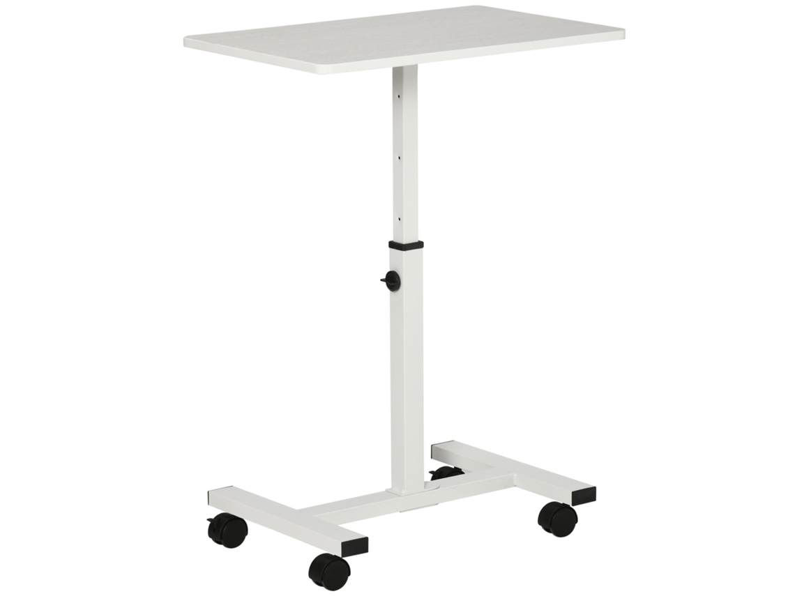 Mesa Auxiliar Melamina de Madeira e Metal Cor Branco 60x40x84 cm Homcom