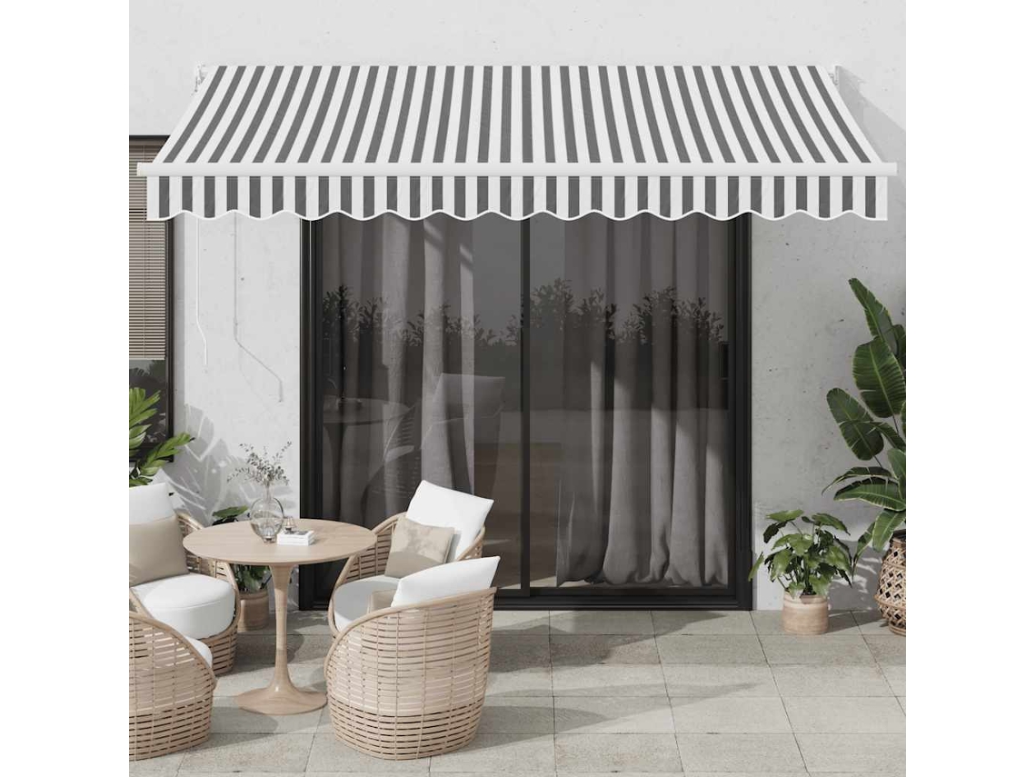 Vidaxl Toldo Retrátil 3,5x2,5 M Tecido E Alumínio Antracite E Branco