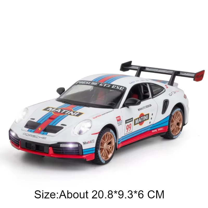 (gt3 Branco) 1:24 - Miniatura De Carro Em Metal Fundido - Simulação De Som E Luz