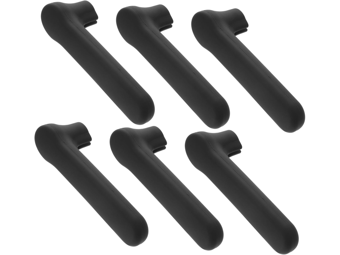Conjunto De 6 Protetores Maçaneta Silicone Preto, À Prova De Crianças, Macios E Resistentes A Impactos