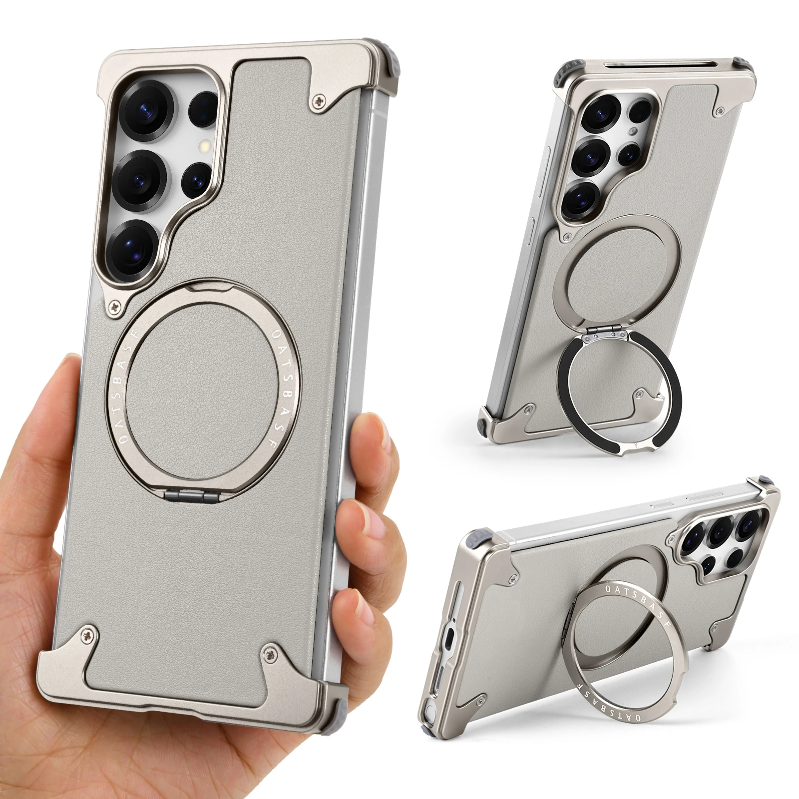 Capa Para Celular Sem Moldura (titanium S25 Ultra) Com Suporte Giratório De 360° E Suporte Magnético.