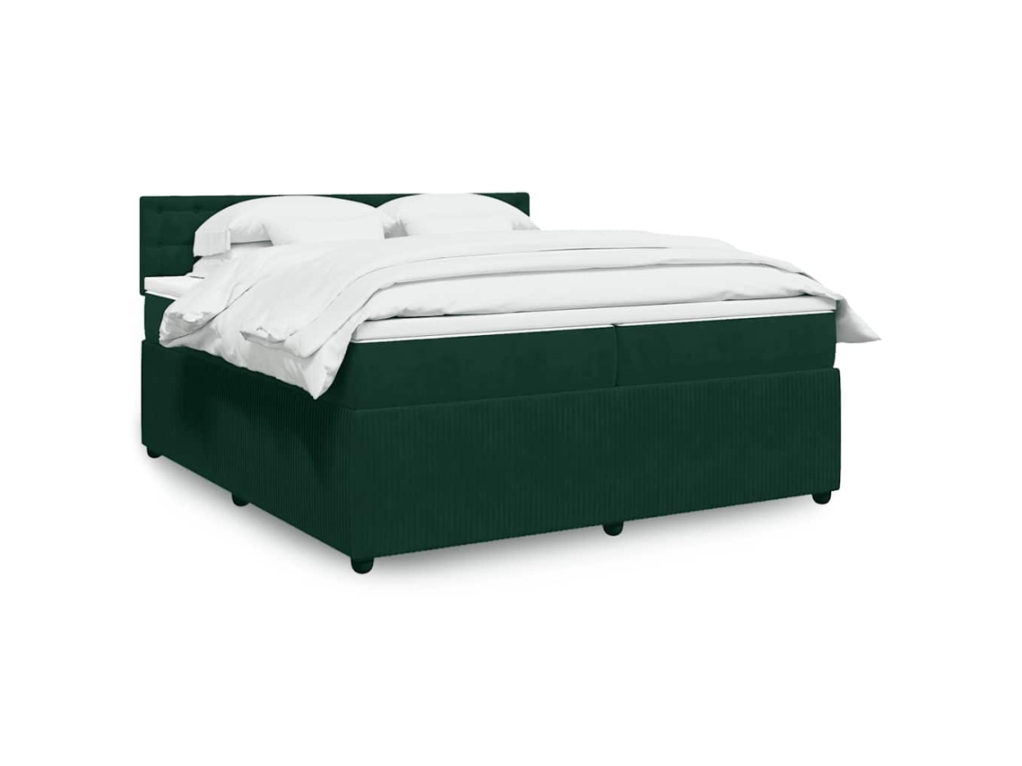 Vidaxl Cama com Molas/colchão 200x200 Cm Veludo Verde escuro