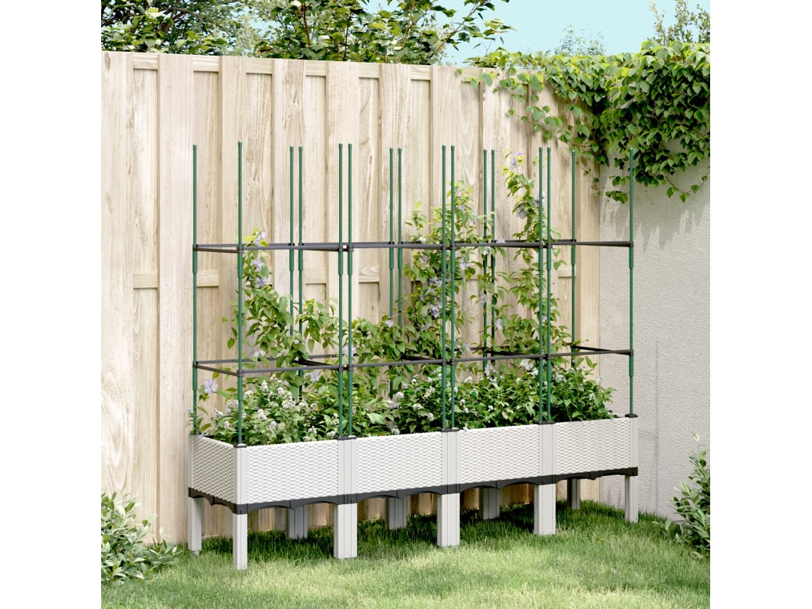 Vidaxl Vaso/floreira De Jardim C/ Treliça 160x40x142,5 Cm Pp Branco