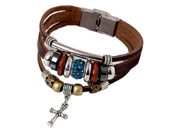 Pulseira Punk Vintage De Falso Couro E Liga
